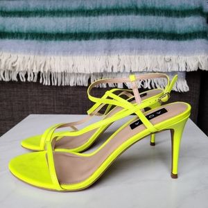 Aqua High-Heel Sandals Yellow Leather Sz 9.5